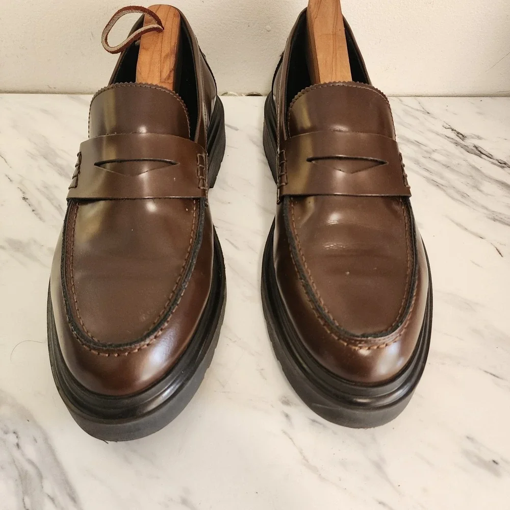 Karl Lagerfeld Brown Loafers Men's Size 10.5 Chunky S2‎